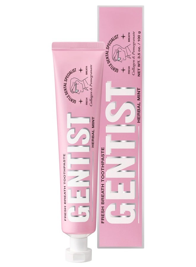 MEDIAN GENTIST Fresh Breath Toothpaste with Collagen - Fluoride Free, 13-Hour Freshness & 90% Bad Breath Reduction, Hydroxyapatite & Green Tea, Clean Formula, Cooling Mint & Herb Flavor, 3.5 OZ - Image 1