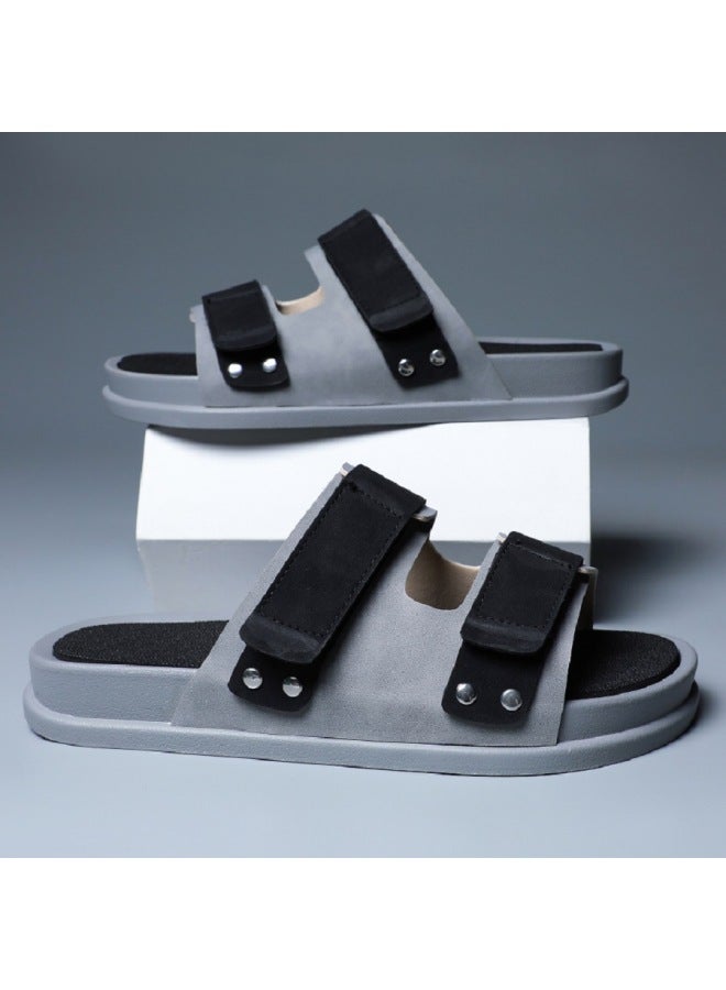 Men's Slippers Velcro Trendy Thick Sandals Work Style Sports Style Versatile Men's Sandals