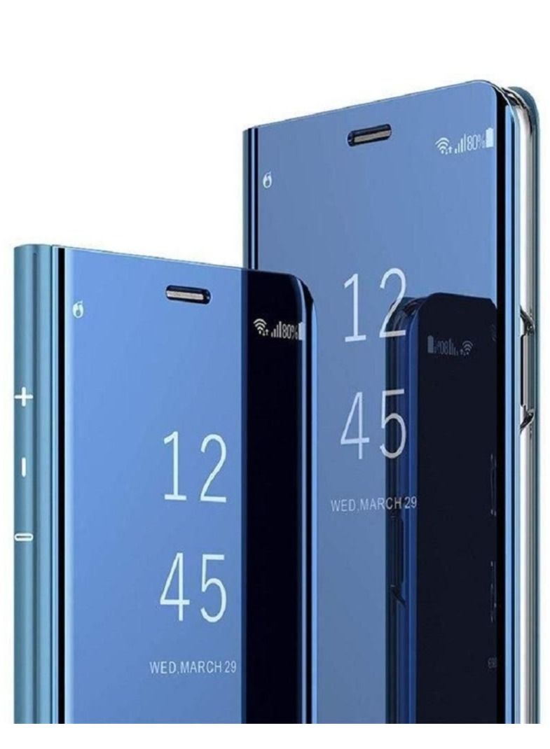 Flip Cover Clear View With Standing For Samsung A8 Plus - Blue