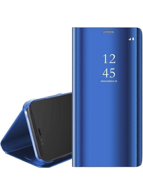 Flip Cover Clear View With Standing For Samsung A8 Plus - Blue