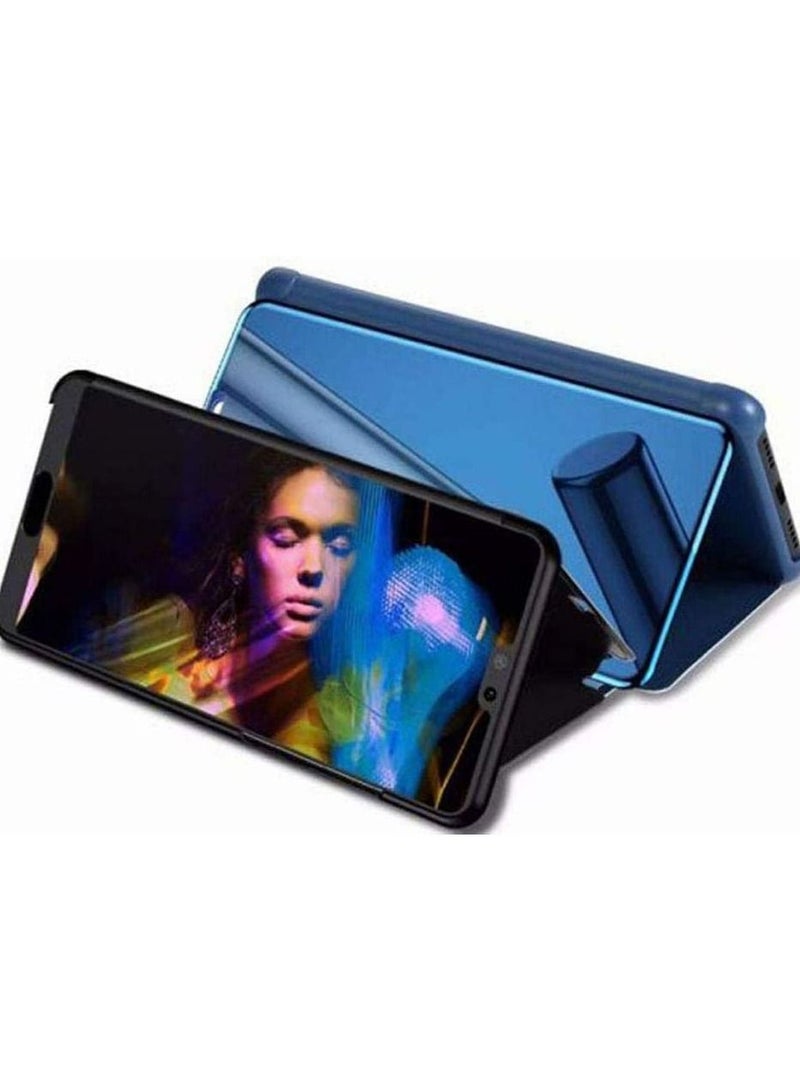 Flip Cover Clear View With Standing For Samsung A8 Plus - Blue