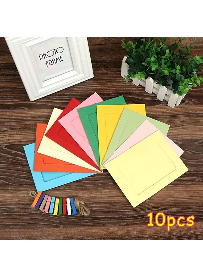10pcs Colorful Square Photo Frames With Clips For Wall Decor And Scrapbooking - Image 1