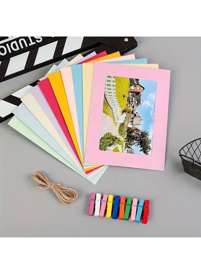 10pcs Colorful Square Photo Frames With Clips For Wall Decor And Scrapbooking - Image 2