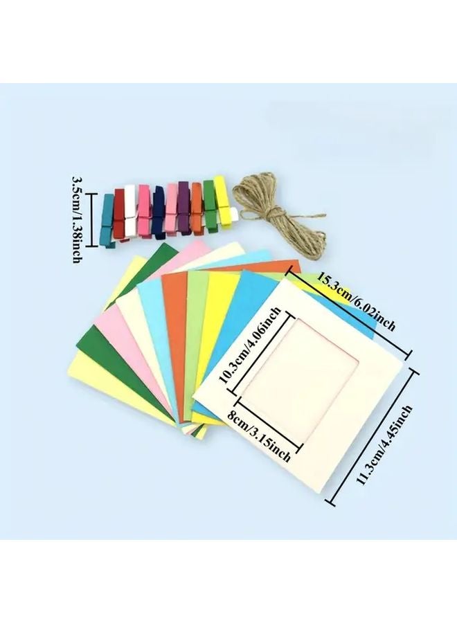 10pcs Colorful Square Photo Frames With Clips For Wall Decor And Scrapbooking - Image 3