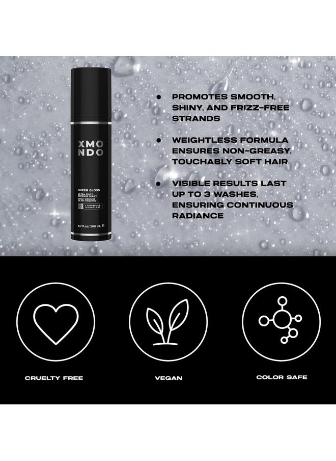 XMONDO Hair Super Gloss Ultra Frizz Defense Spray Ultimate Frizz & Humidity Guard Designed With Humishield Technology Vegan Formula Promotes Softer Strands And Enhances Shine 6.7 Fl Oz  - Image 5