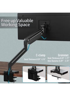 Adjustable Arm Computer Monitor Desk Mount Stand with Gas Spring Ultrawide to 32-inch Flat/Curved Computer Screens Heavy Duty Aluminum Support 19.8lbs Grommet Mounting Base - pzsku/Z9A72AE30B4A59B6528FAZ/45/1741192378/236f6add-a909-402c-b54f-7e19016cdb14