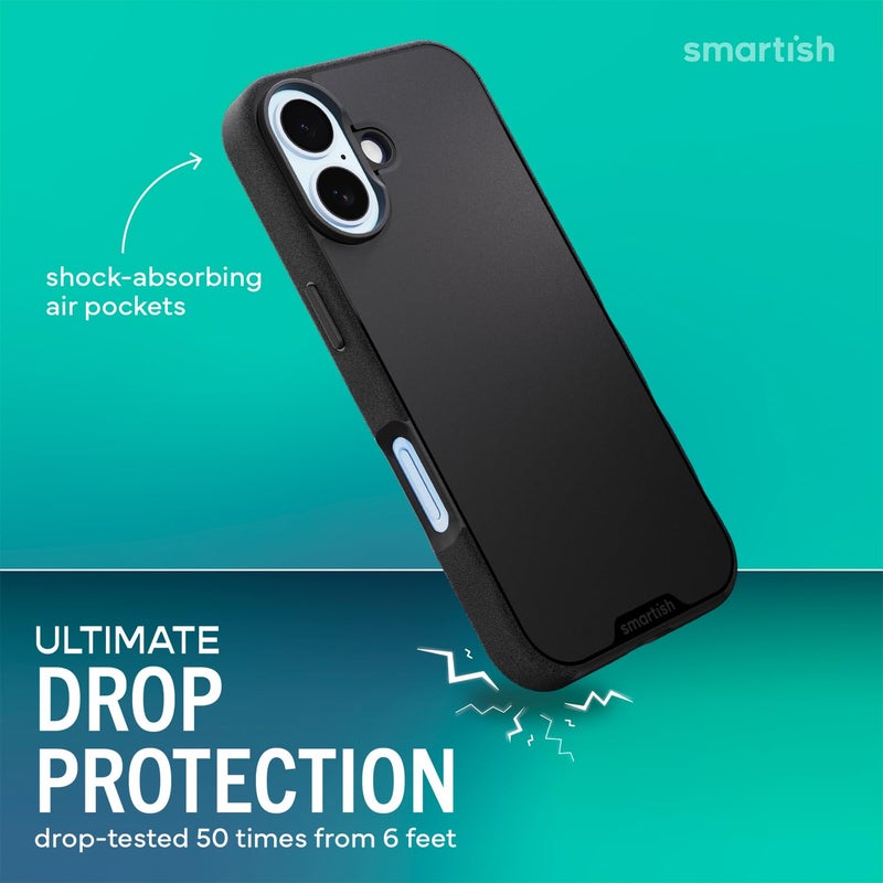 SmartishÂ® iPhone 17 MagSafe Case - Gripmunk Magnetic Slim Case [Lightweight + Protective] Thin Grip Cover with Microfiber Lining for Apple iPhone 17 - Black Tie Affair - Image 2