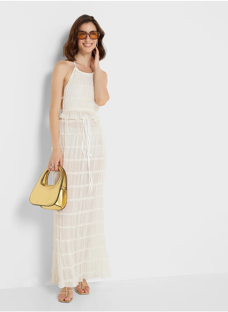 Ginger Halter Neck Tie Up Top & Maxi Skirt Set