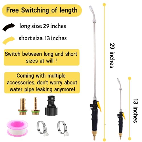 Riomhorry 29 Sprayer Wand Replacement 14 38 Brass Barb Universal Stainless Sprayer Wand with Shut off Valve Adjustable Watering Wand with 2 Hose Clamps 1 Tape - Image 3