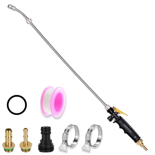 Riomhorry 29 Sprayer Wand Replacement 14 38 Brass Barb Universal Stainless Sprayer Wand with Shut off Valve Adjustable Watering Wand with 2 Hose Clamps 1 Tape - Image 1