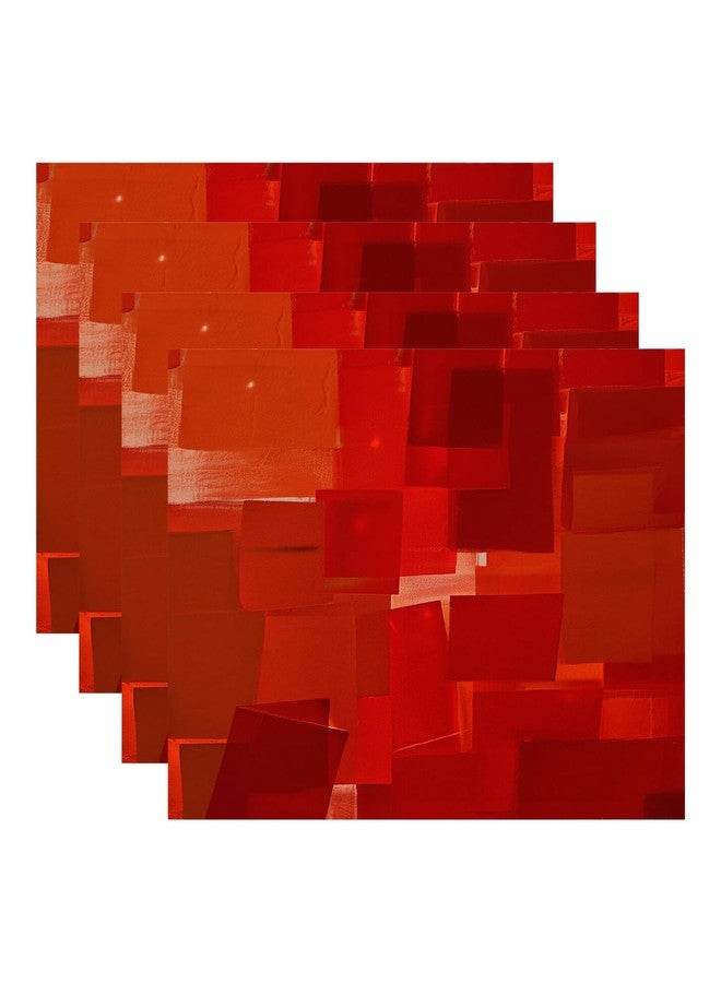 Batmerry Red Orange Placemats, Decor Red Modern Art Textures Woven Burlap Modern Placemats for Dining Table Kitchen Table Round Table Farmhouse Wedding Outdoor Indoor Set of 4 - Image 1