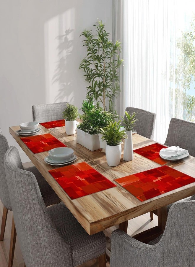 Batmerry Red Orange Placemats, Decor Red Modern Art Textures Woven Burlap Modern Placemats for Dining Table Kitchen Table Round Table Farmhouse Wedding Outdoor Indoor Set of 4 - Image 3