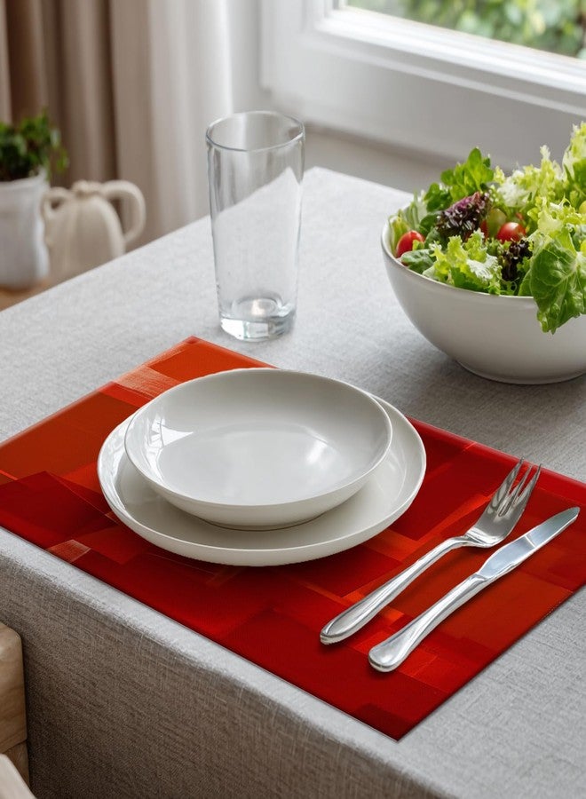 Batmerry Red Orange Placemats, Decor Red Modern Art Textures Woven Burlap Modern Placemats for Dining Table Kitchen Table Round Table Farmhouse Wedding Outdoor Indoor Set of 4 - Image 4