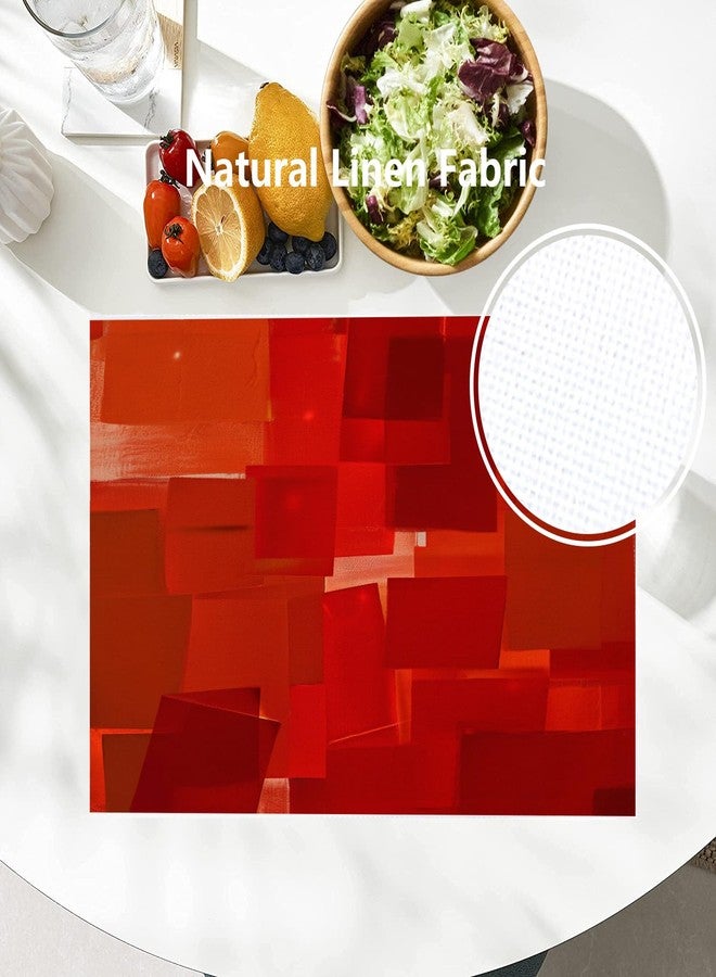 Batmerry Red Orange Placemats, Decor Red Modern Art Textures Woven Burlap Modern Placemats for Dining Table Kitchen Table Round Table Farmhouse Wedding Outdoor Indoor Set of 4 - Image 5