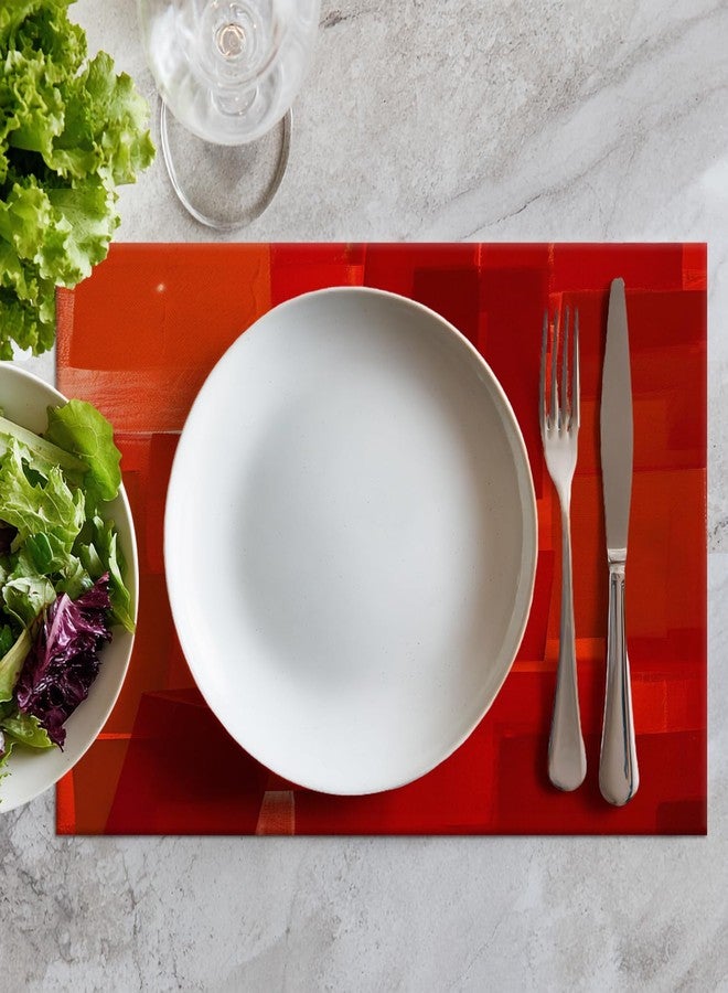 Batmerry Red Orange Placemats, Decor Red Modern Art Textures Woven Burlap Modern Placemats for Dining Table Kitchen Table Round Table Farmhouse Wedding Outdoor Indoor Set of 4 - Image 2