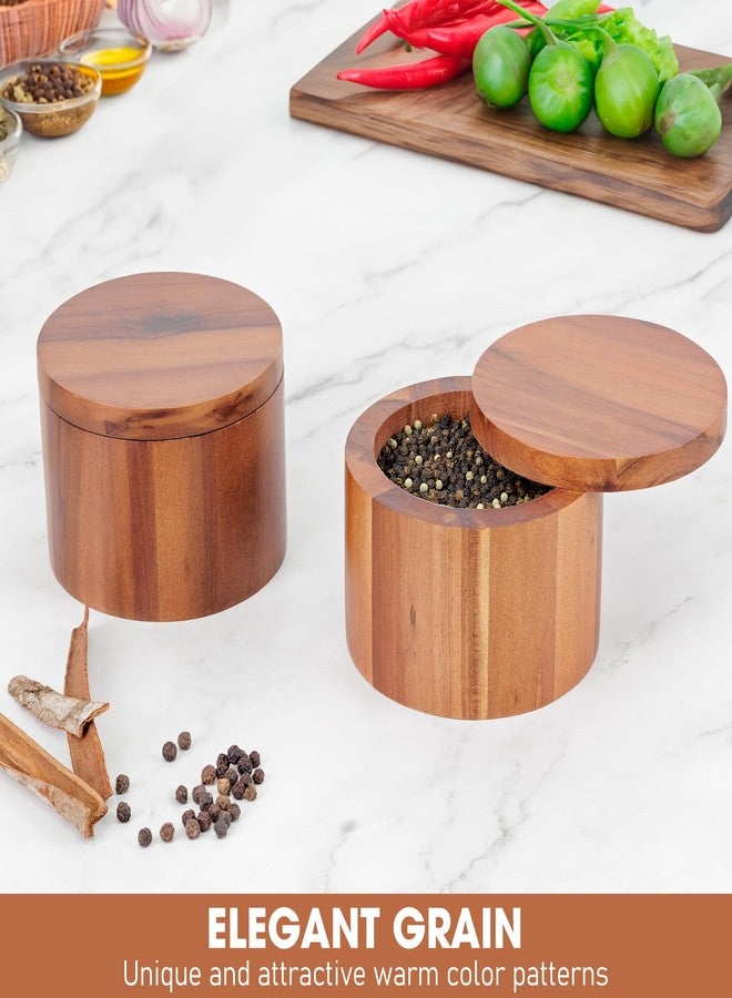 Demigo Acacia Salt Cellar 9 Ounces Capacity, Wood Salt Box With Swivel Cover, Spice Keeper, Wood Jar For Kitchen, Perfect For Keeping Table Salt, Gourmet Salts, Herbs or Favorite Seasonings - Image 4