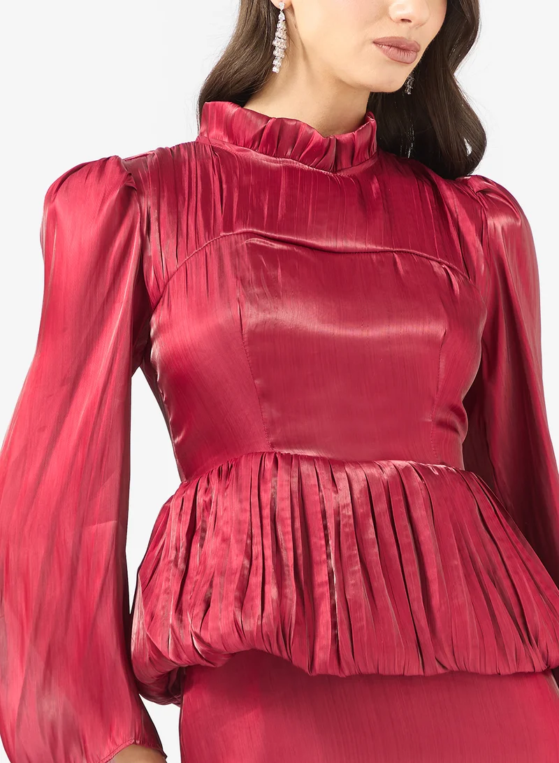 Khizana  Dress With Draped Peplum Waist for Women | Best Price UAE