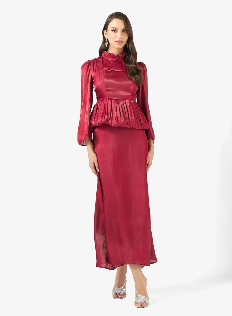 Khizana  Dress With Draped Peplum Waist for Women | Best Price UAE