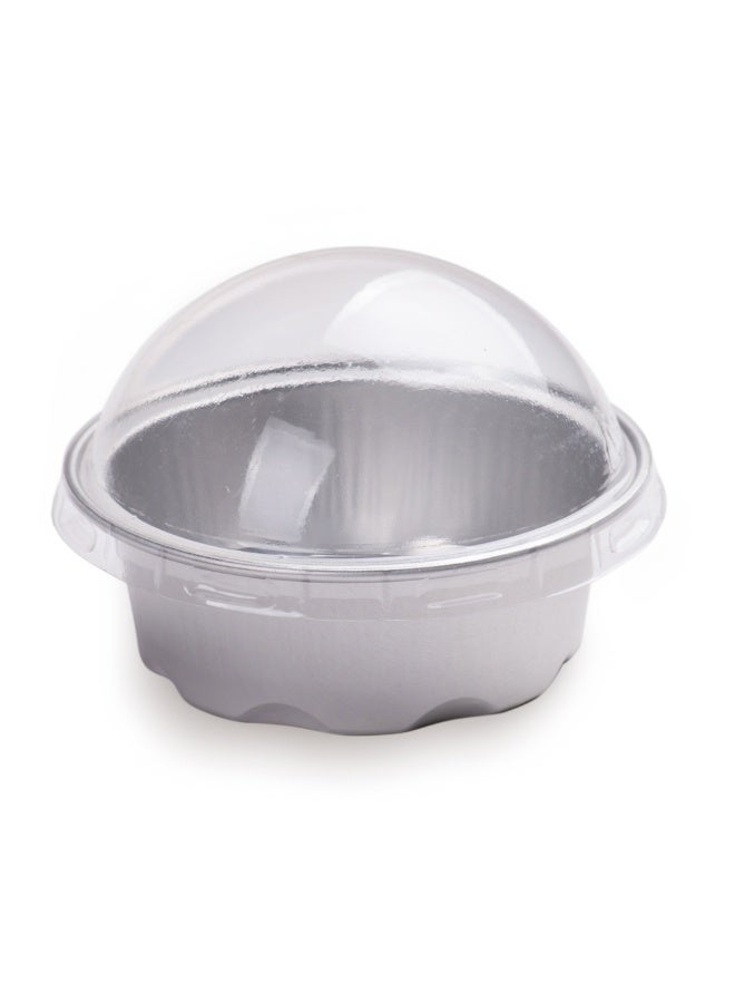 Restaurantware 1.7 Ounce Disposable Ramekins With Lids, 100 Round Creme Brulee Disposable Cups - Dome Lids, Oven-Safe, Silver Aluminum Disposable Baking Cups, For Cupcakes And Muffins, Freezer-Safe  - Image 1