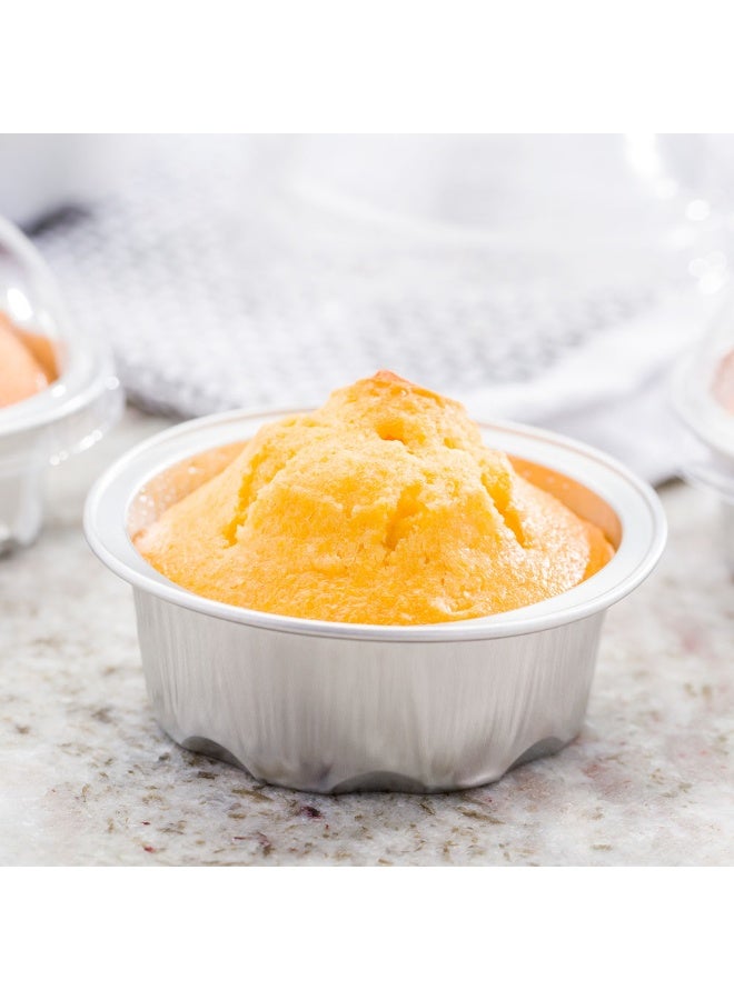Restaurantware 1.7 Ounce Disposable Ramekins With Lids, 100 Round Creme Brulee Disposable Cups - Dome Lids, Oven-Safe, Silver Aluminum Disposable Baking Cups, For Cupcakes And Muffins, Freezer-Safe  - Image 3