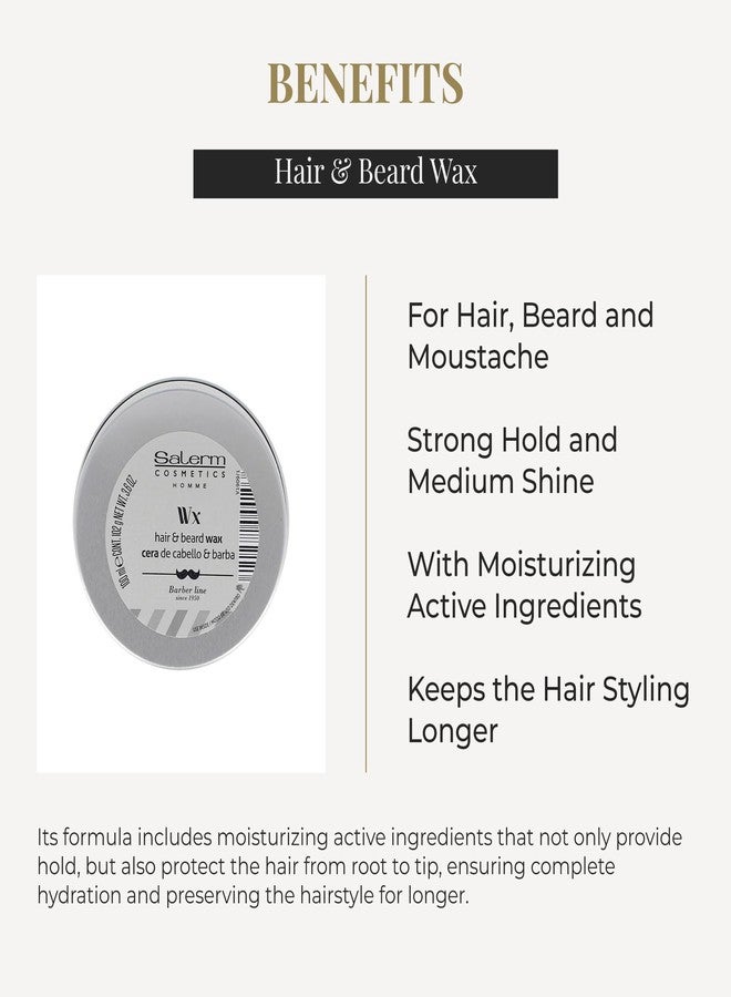 SALERM - Men's Hair Wax - Homme Barber Line - 100 ml - for Hair, Beard, and Mustache - Strong Hold and Medium Shine - with Hydrating Actives - Keeps Style Longer - Image 3