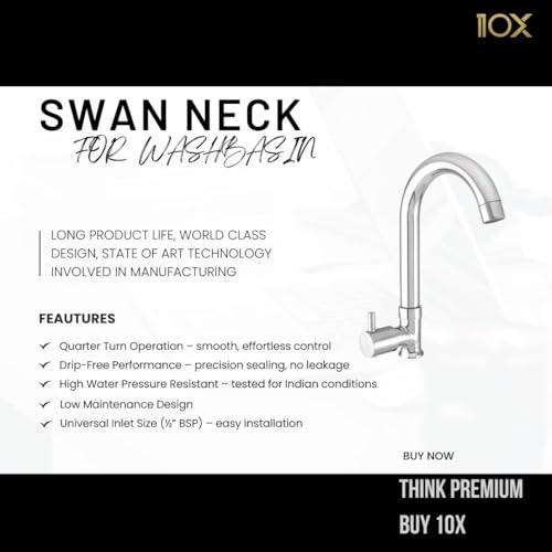 10X Stainless Steel Chrome Swan Neck Sn-8842 For Bathroom/Kitchen,Silver - Image 3