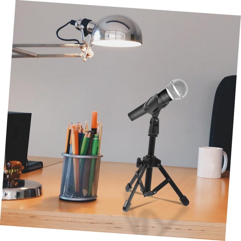 Foldable Desktop Microphone Stand Tripod Adjustable Height Stable Mic Mount for Home Studio Stage - Image 3