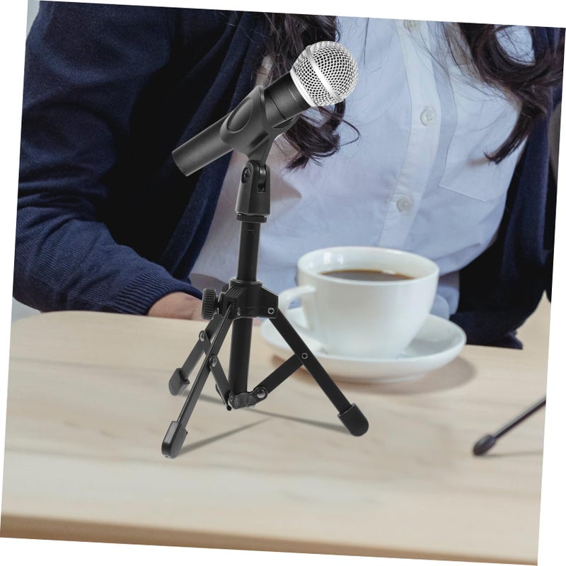 Foldable Desktop Microphone Stand Tripod Adjustable Height Stable Mic Mount for Home Studio Stage - Image 4