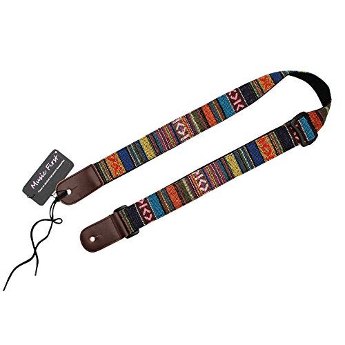 MUSIC FIRST Classic Country style Soft Yarn-dyed fabric & Genuine Leather Ukulele Strap Ukulele Shoulder Strap Version 2.0 - Image 2