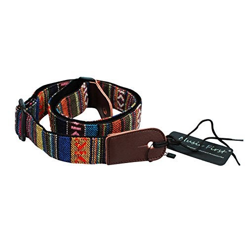 MUSIC FIRST Classic Country style Soft Yarn-dyed fabric & Genuine Leather Ukulele Strap Ukulele Shoulder Strap Version 2.0 - Image 3