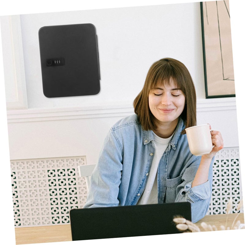 Wall Mounted Key Lock Box with Code Heavy Duty Scratch Resistant Key Cabinet Organizer Black - Image 3