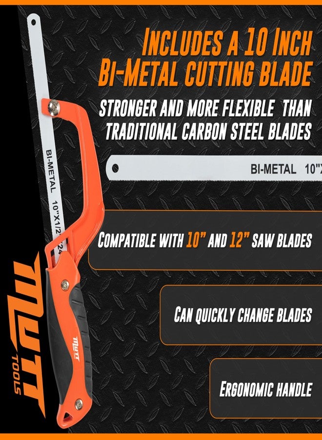 AMERICAN MUTT TOOLS منشار صغير من شركة Mutt Tools للقطع المعدني بشفرة ثنائية المعدن مقاس 10 بوصات للقطع الدقيق - متوافق مع شفرات مقاس 10 بوصات و12 بوصة - منشار قطع صغير - Image 2