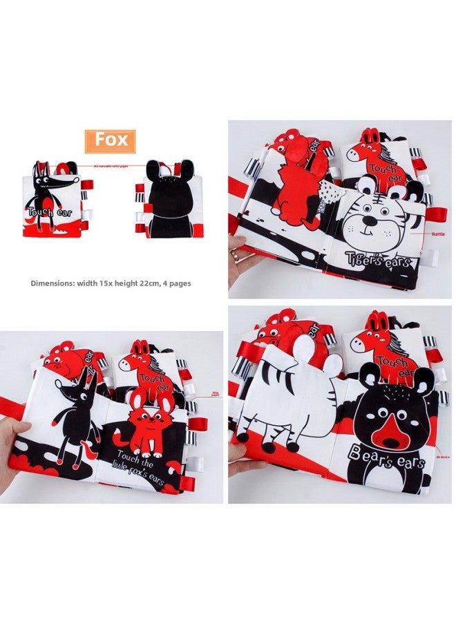 Baby Animal Suction Magnet Enlightenment Cloth Book Washable Bite Bath Book Baby Tear-Tear Three-Dimensional Cloth Book-Color:B092b Black And White Red Fox - Image 1