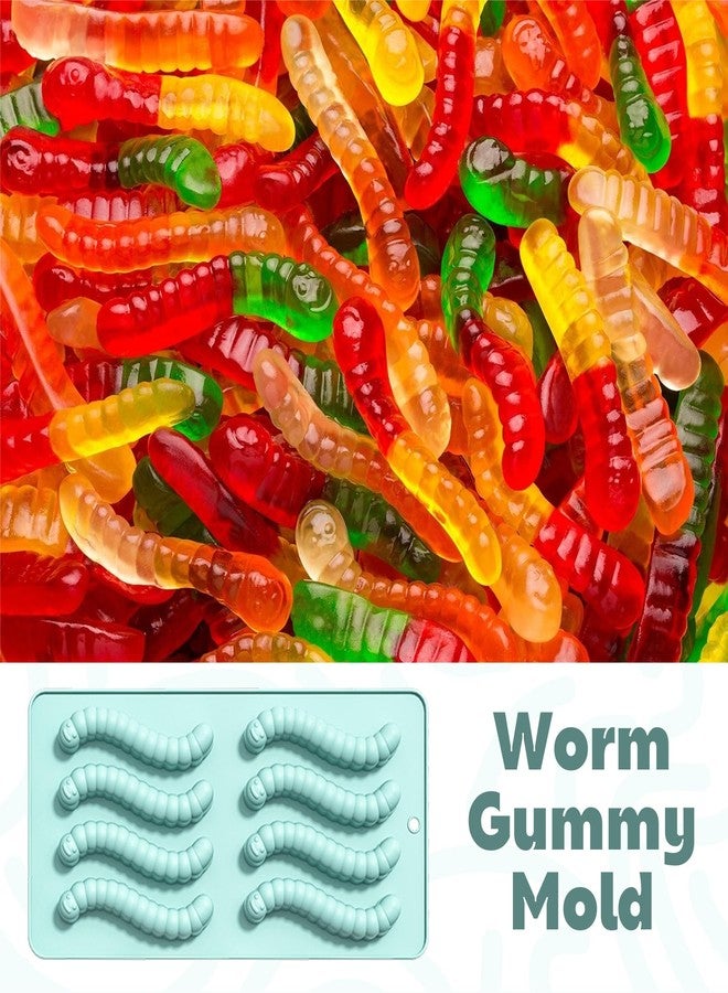 Ysqool Gummy Worm Mold, Non-Stick Silicone Gummy Candy Molds,8 x 4 Inch Green Gummies Molds Silicone Bpa Free with Dropper for Kids Adult Baking Halloween Party Candy Chocolate Gummies Making - Image 5