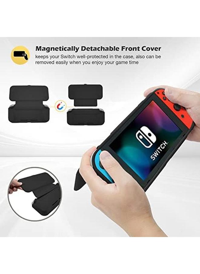 Nintendo Switch Flip Cover With 2 Pack Tempered Glass Screen Protectors Slim Protective Flip Case With Magnetically Detachable Front Cover For Nintendo Switch 2017 Black - pzsku/Z9A7308DCF8D701837D68Z/45/_/1731420223/9a2697fd-3a50-42cc-995a-01c0b18429cc