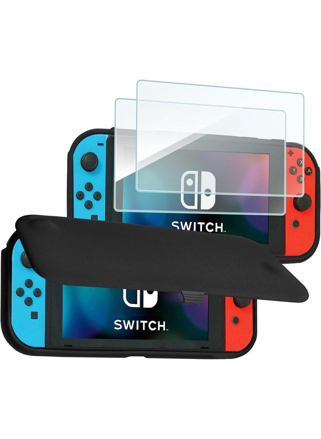 Nintendo Switch Flip Cover With 2 Pack Tempered Glass Screen Protectors Slim Protective Flip Case With Magnetically Detachable Front Cover For Nintendo Switch 2017 Black - pzsku/Z9A7308DCF8D701837D68Z/45/_/1731420241/d9bab970-f27f-4239-8b1e-e1000dcbf1d8