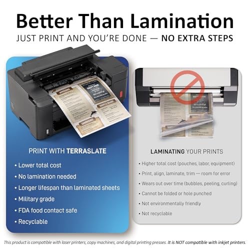 TerraSlate Premium Waterproof Paper, 5 MIL 8.5” x 11”, Laser Printer & Copy Machine Compatible, Durable & Rain/Weather-Proof Copy Paper, White Paper (250 Sheets) - Image 5