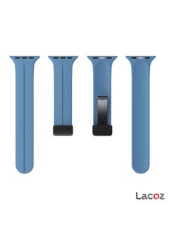 Lacoz Lacoz High Quality Silicone Band iWatch Sports Strap with  Magnetic Lock for Apple Watch 44mm 45mm and Ultra 49mm 8 SE 7 6 5 Light Blue  - Image 4