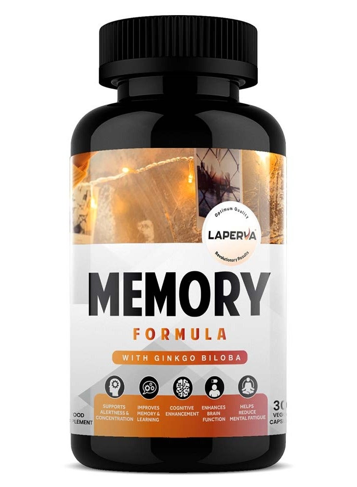 Laperva Memory Formula with Ginkgo Biloba – 30 Veggie Capsules | Brain Support, Focus, Concentration & Mental Clarity