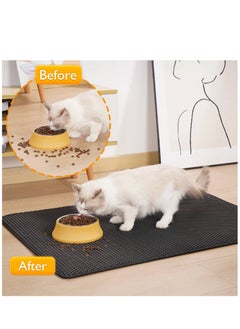 SYOSI Cat Litter Mat, Small Litter Box Mat Litter Trapping Mat with Honeycomb Double Layer Design Waterproof Easy to Clean Black  - Image 5