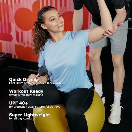 Hanes Women's Short Sleeve Cool DRI V-Neck Tee, Light Blue, 3X-Large - Image 5