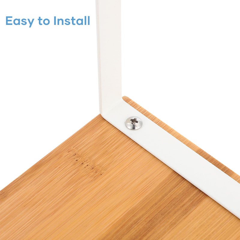 NEX Kitchen Cabinet and Counter Shelf Organizer, Stackable & Expandable, White and Natural - Image 4