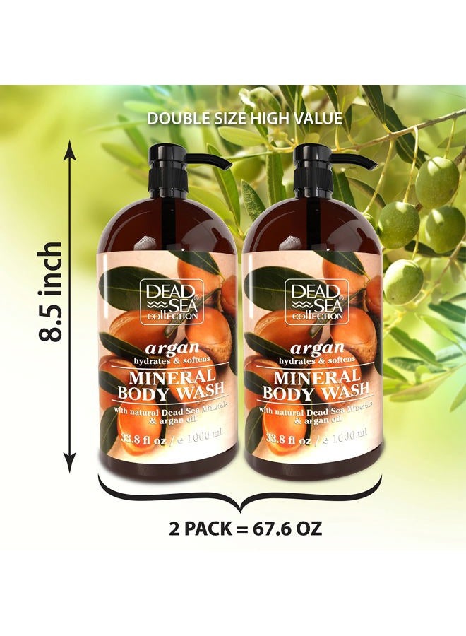 Dead Sea Collection Argan Body Wash for Women and Men - with Pure Dead Sea Minerals and Argan Oil - Cleanses and Moisturizes Skin - Pack of 2 (67.6 fl. oz) - Image 2
