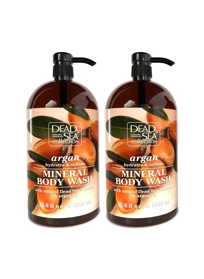 Dead Sea Collection Argan Body Wash for Women and Men - with Pure Dead Sea Minerals and Argan Oil - Cleanses and Moisturizes Skin - Pack of 2 (67.6 fl. oz) - Image 1