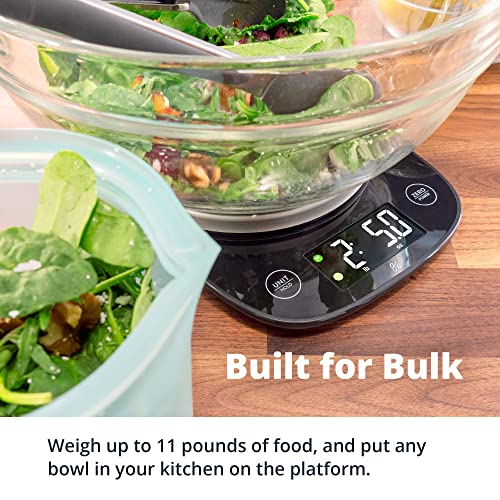 Greater Goods Digital Food Scale with Bowl, 11lb to 5kg Capacity, Grams and Ounces, Tare Function, 4 Units for Baking, Meal Prep, Weight Loss, Stainless Steel - Image 4