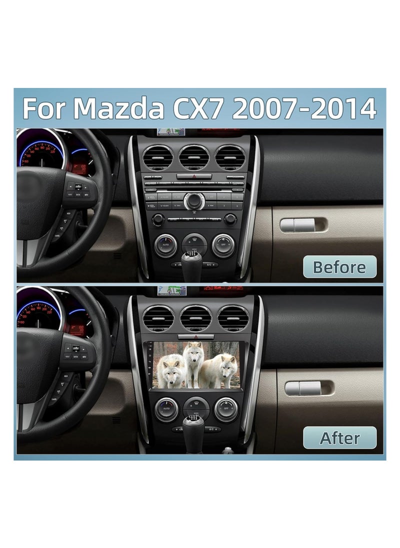 SHEZA STAR - Android Car Stereo for Mazda CX-7 CX7 CX 7 2007 To 2014 6GB RAM 128GB ROM Support SIM Card, Apple Carplay,M-Link Wi-Fi BT,Radio GPS Navigation,9 Inch IPS Touch Screen with AHD Camera Included - Image 1