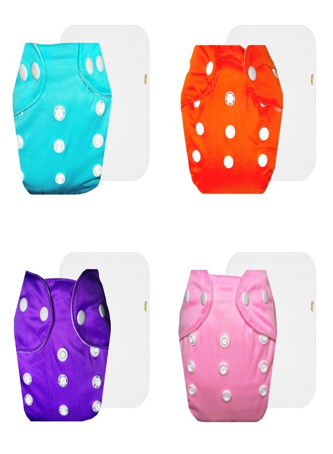 Dumbledo Lite Cloth Diaper with Cotton Insert (Pack of 4) | Dry Feel and Comfortable | Reusable & Washable | Quick Dry | Worry-Free Diapering | 3 Months - 2 Years | Unisex Baby - Image 1