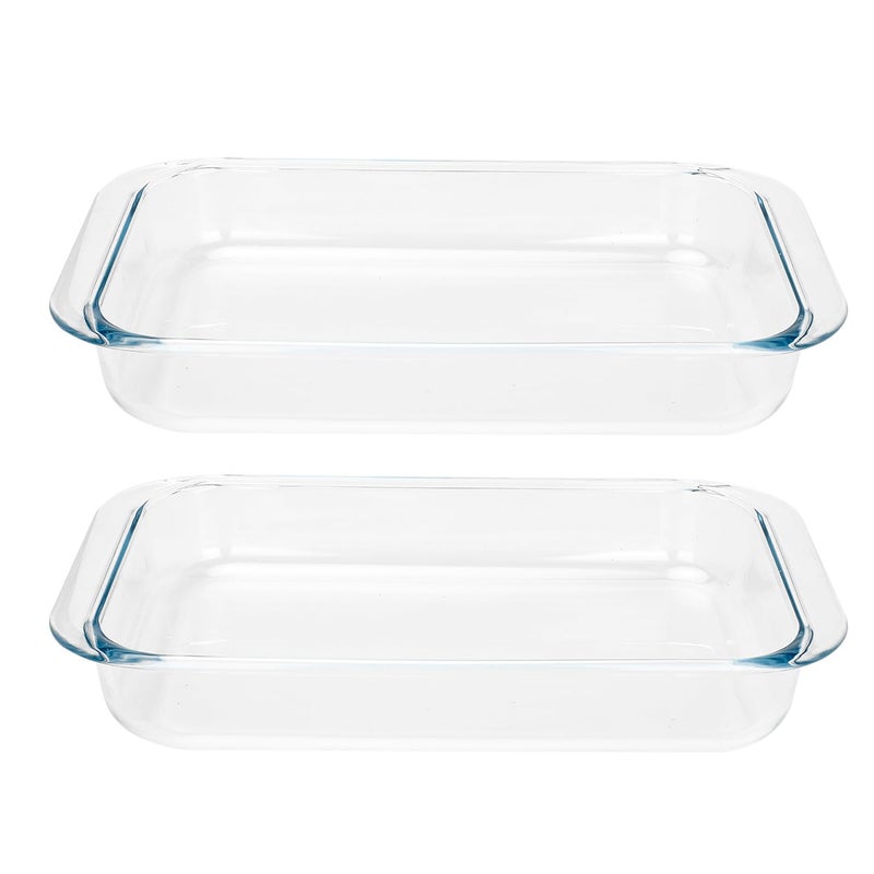 VIPHIEC 2 Pack 1-Quart Tempered Glass Oblong Baking Dishes, Personal Sized Bakeware and Cookware - Image 1
