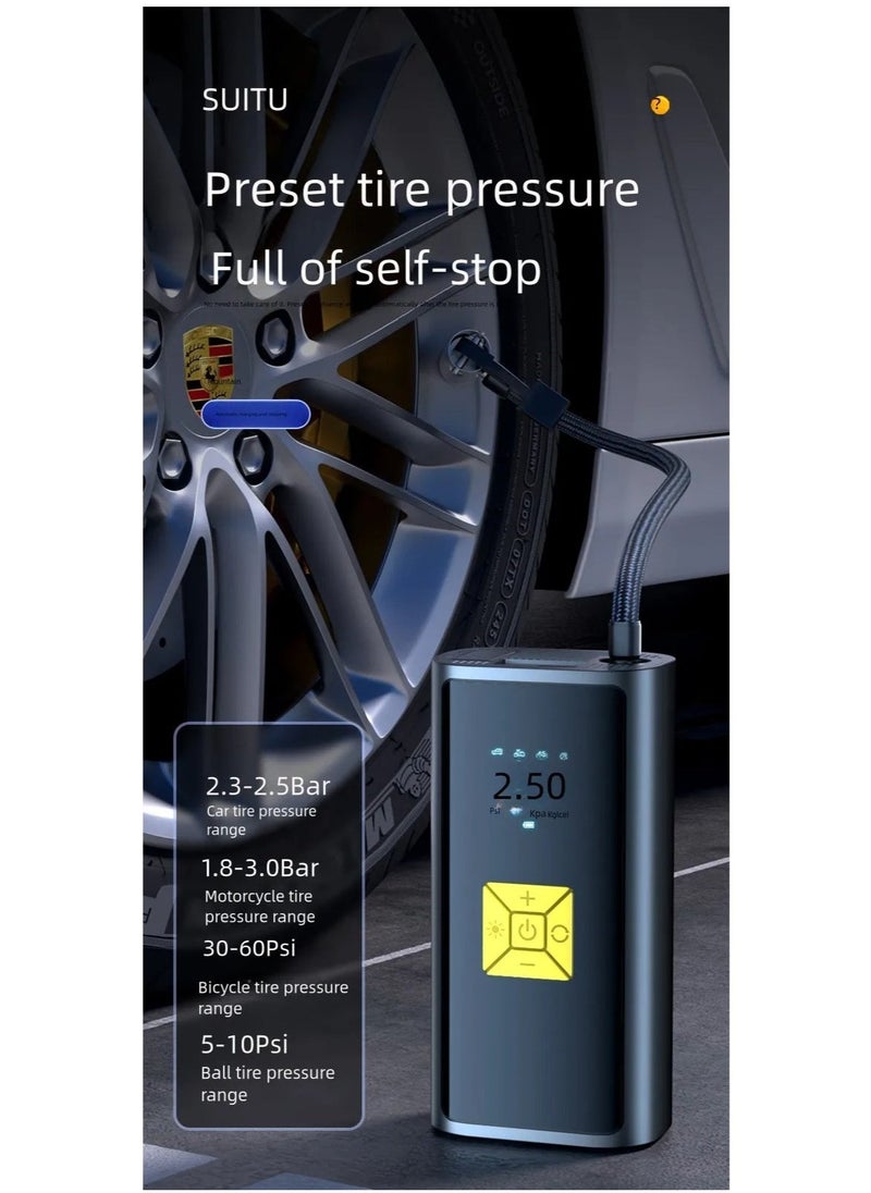 JAJEEK "NEW Portable Air Compressor – 6000mAh Rechargeable Pump with LCD Display for Fast Inflation of Car, Bicycle & Motorcycle Tires" - Image 2