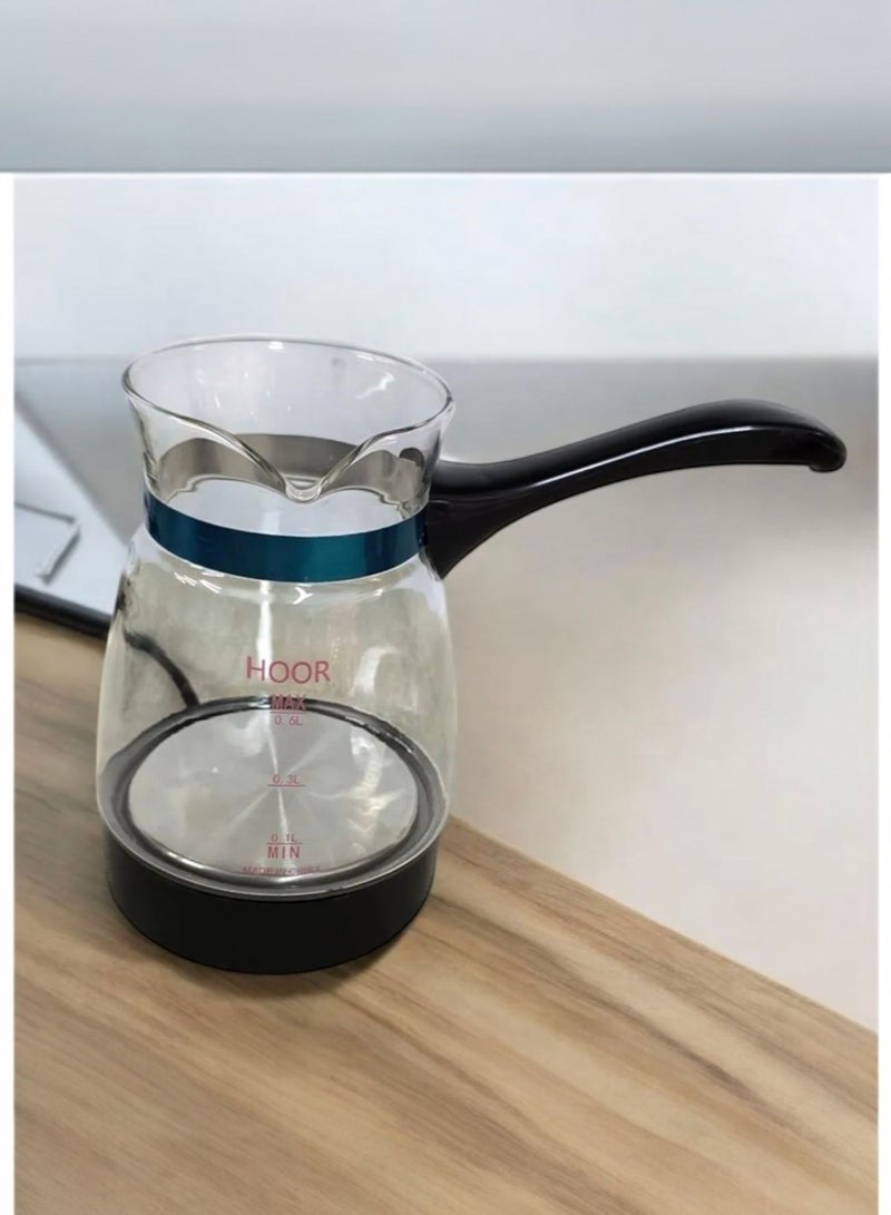 Hoor Electric Turkish Coffee Maker 800 Watts Thermal Glass 0.8 L Electric Coffee Machine - Black - Image 1